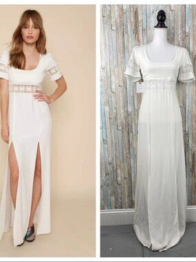 Stone Cold Fox Cream Lace-Trim Maxi Dress, Seymour gown